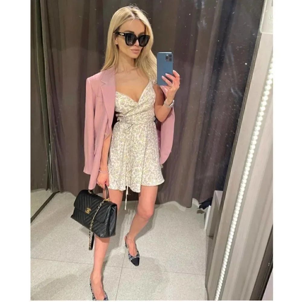 ZARA SATIN EFFECT PRINT DRESS - Picture 2 of 15